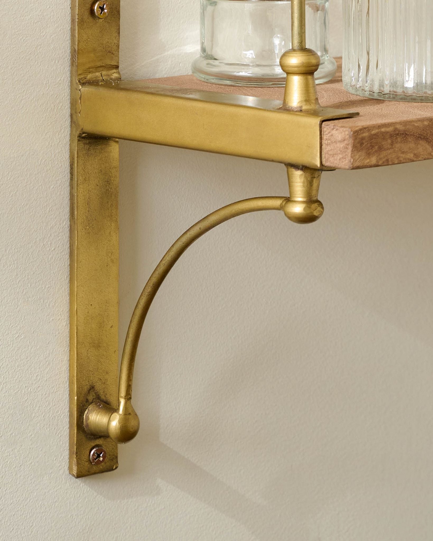 Double Parker Brass and Wood Shelf