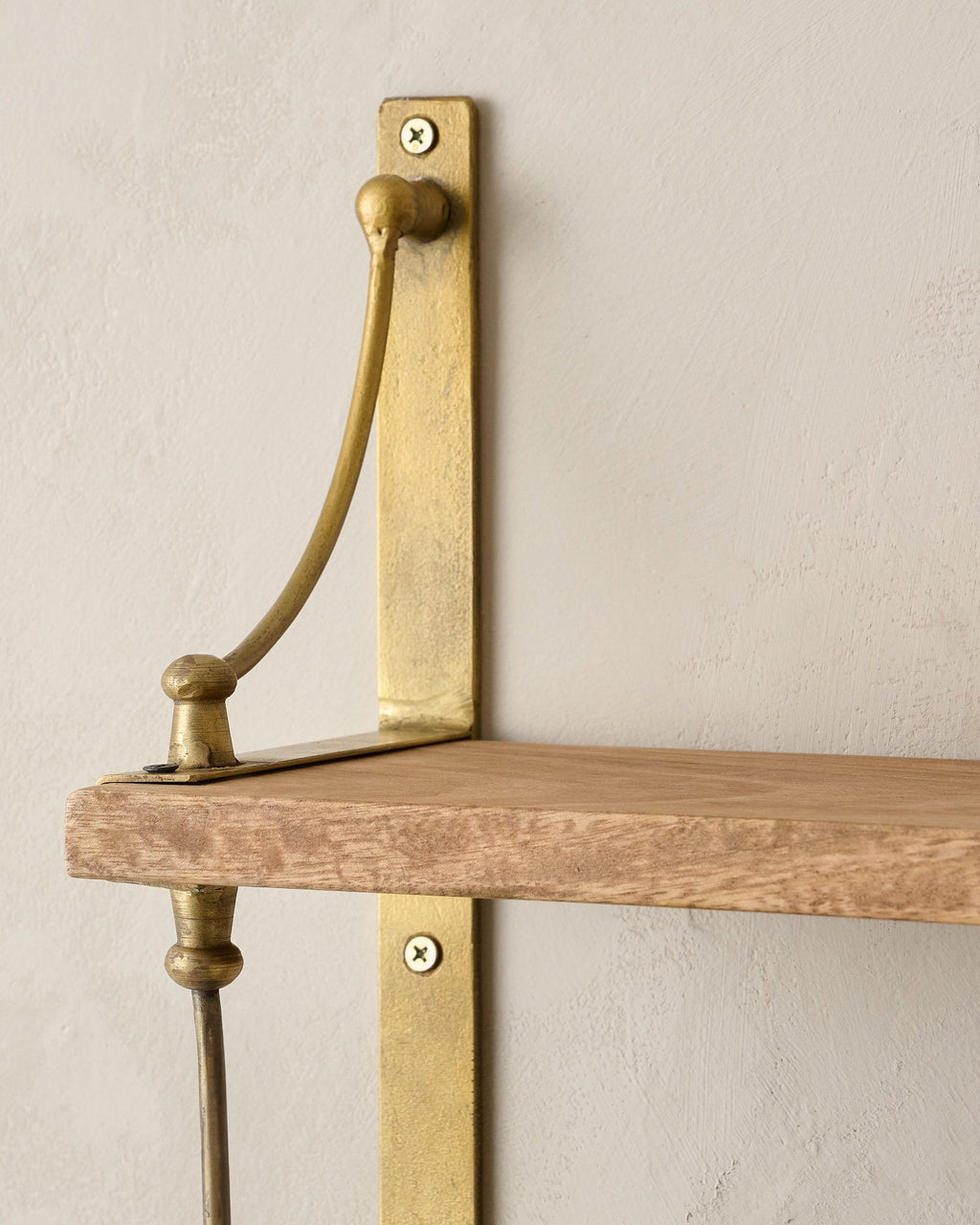 Double Parker Brass and Wood Shelf