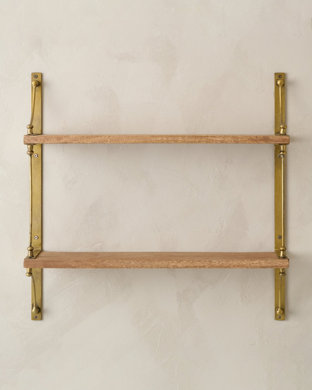 Double Parker Brass and Wood Shelf