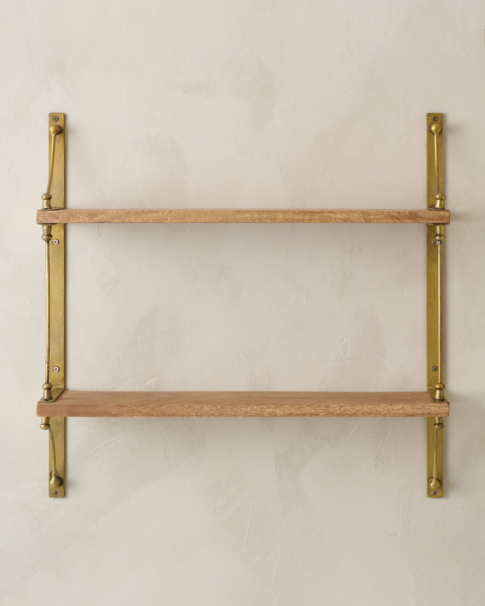 Double Parker Brass and Wood Shelf