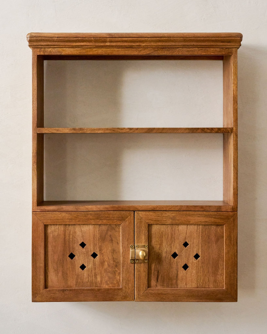 Vaughn Antiqued Wood Shelf with Doors