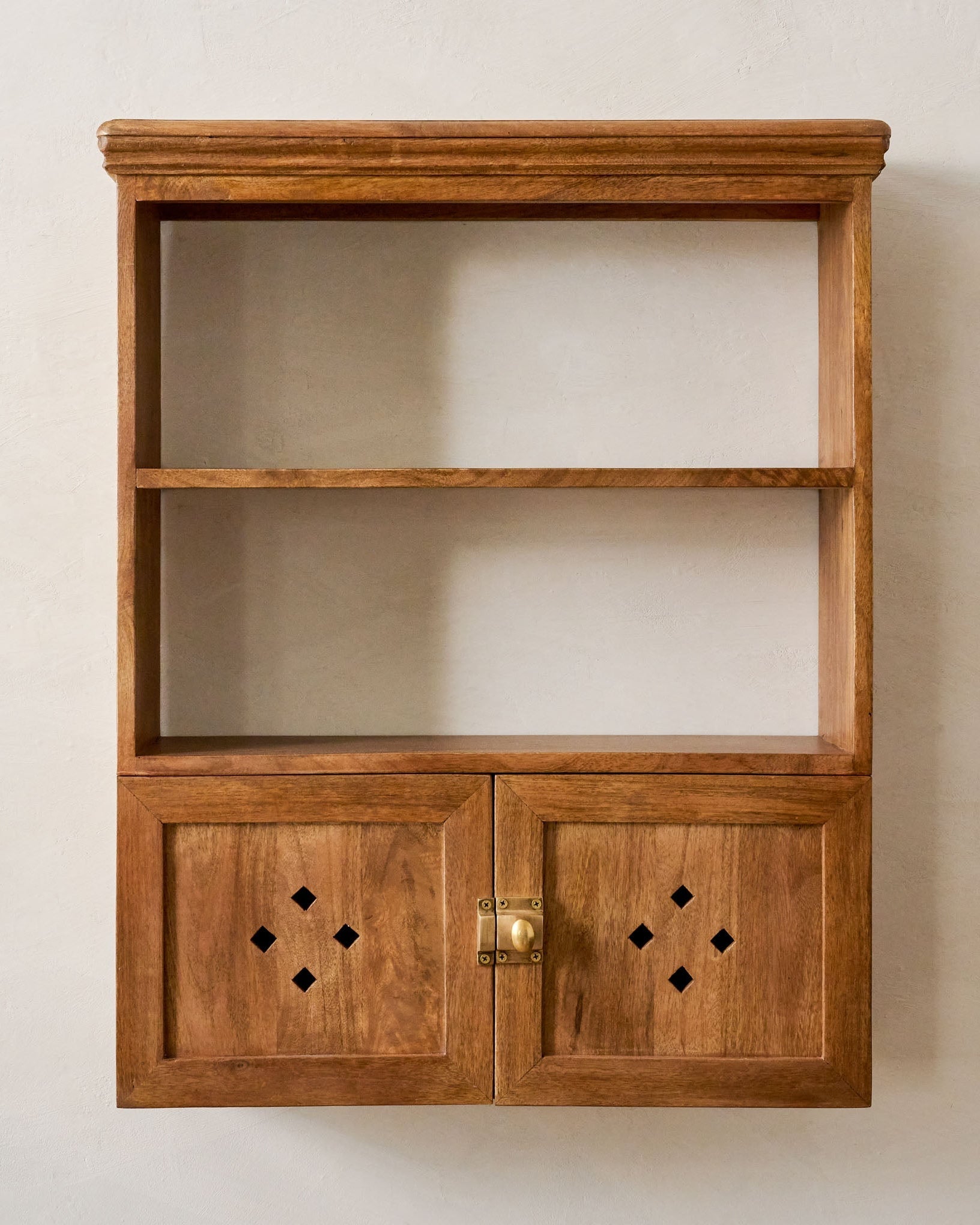 Vaughn Antiqued Wood Shelf with Doors