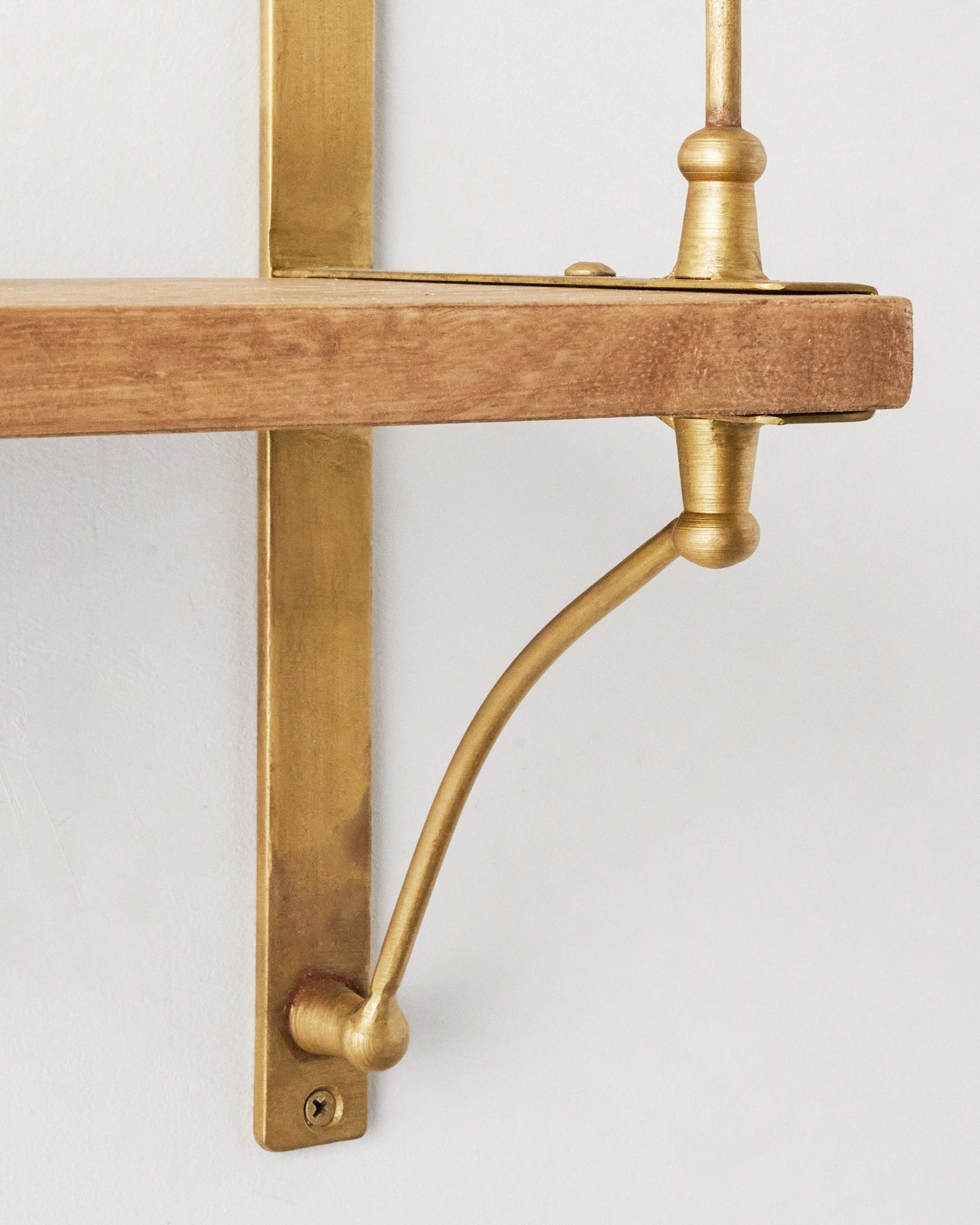 Triple Parker Brass and Wood Shelf