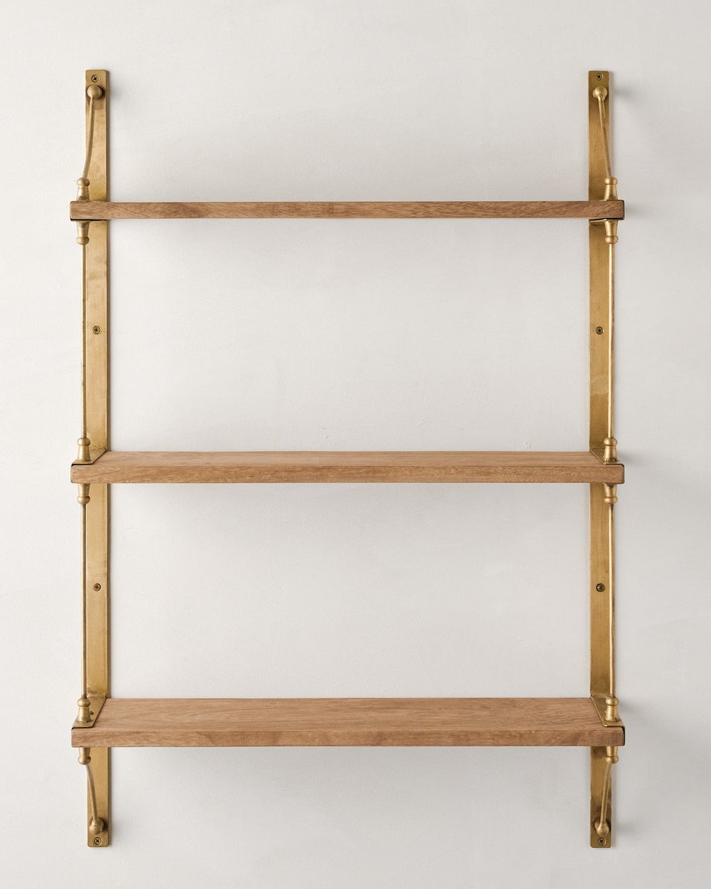 Triple Parker Brass and Wood Shelf