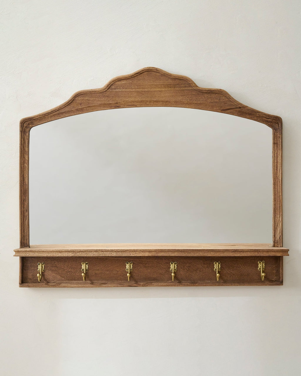 Oversized James Mirror with Hooks and Shelf