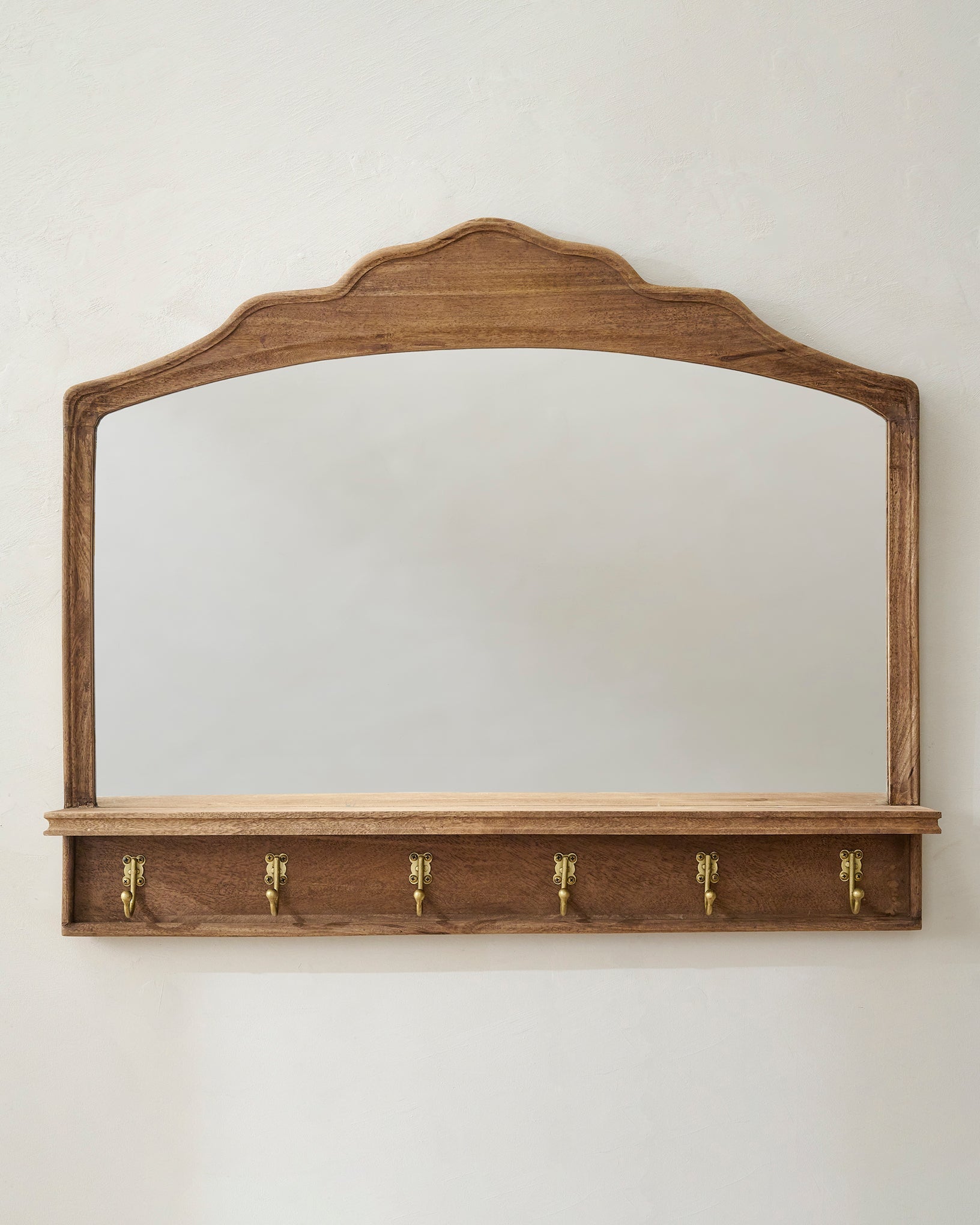 Oversized James Mirror with Hooks and Shelf