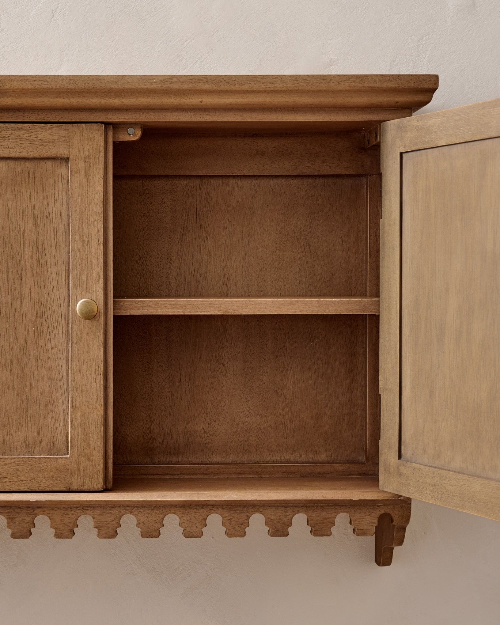 Archie Scalloped Wood Wall Cabinet