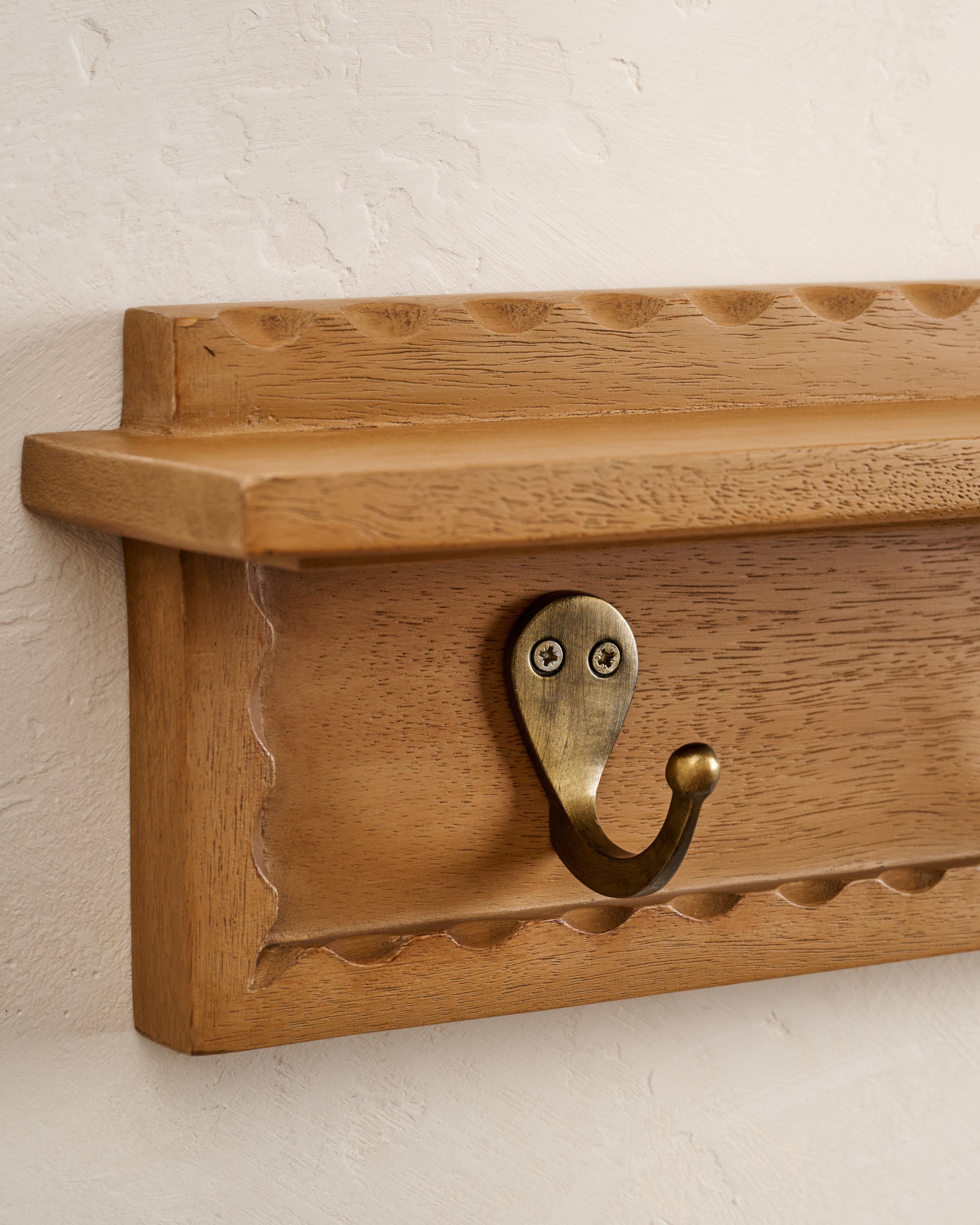 Wade Wood Wall Shelf with Hooks